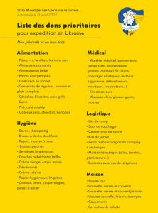 Nouveaux horaires : collecte pour l'Ukraine