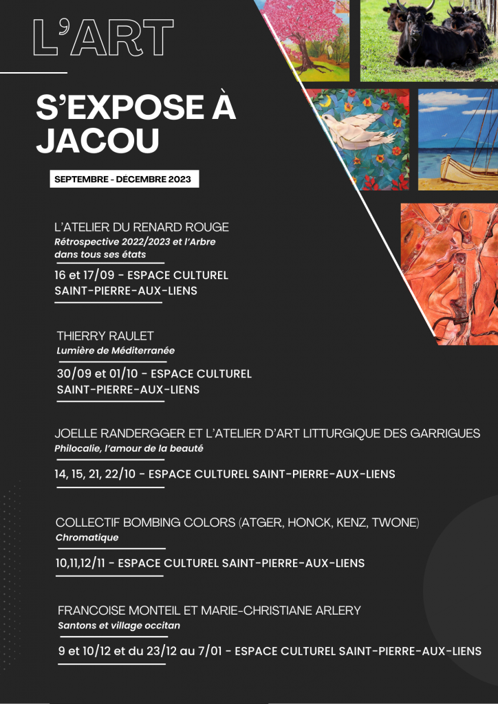 Le programme d'expositions à Jacou