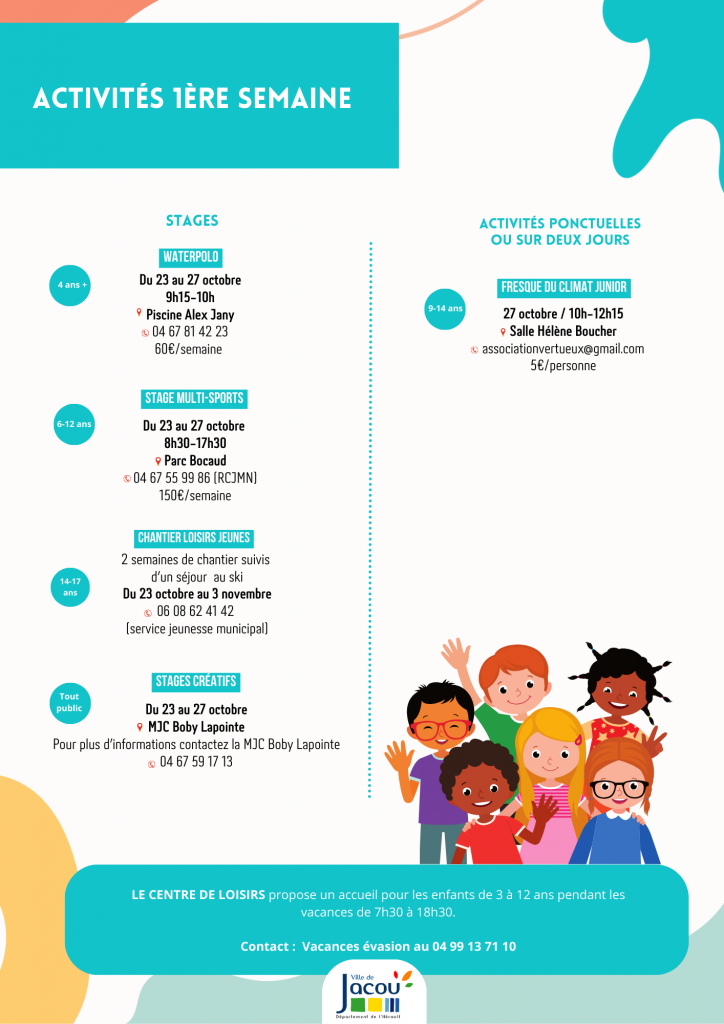 Programme des activités jeunesse - vacances de la toussaint 1