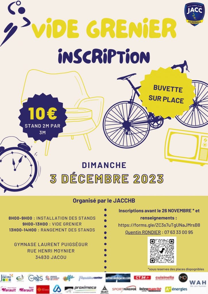 Vide grenier du JACCHB : inscrivez-vous !