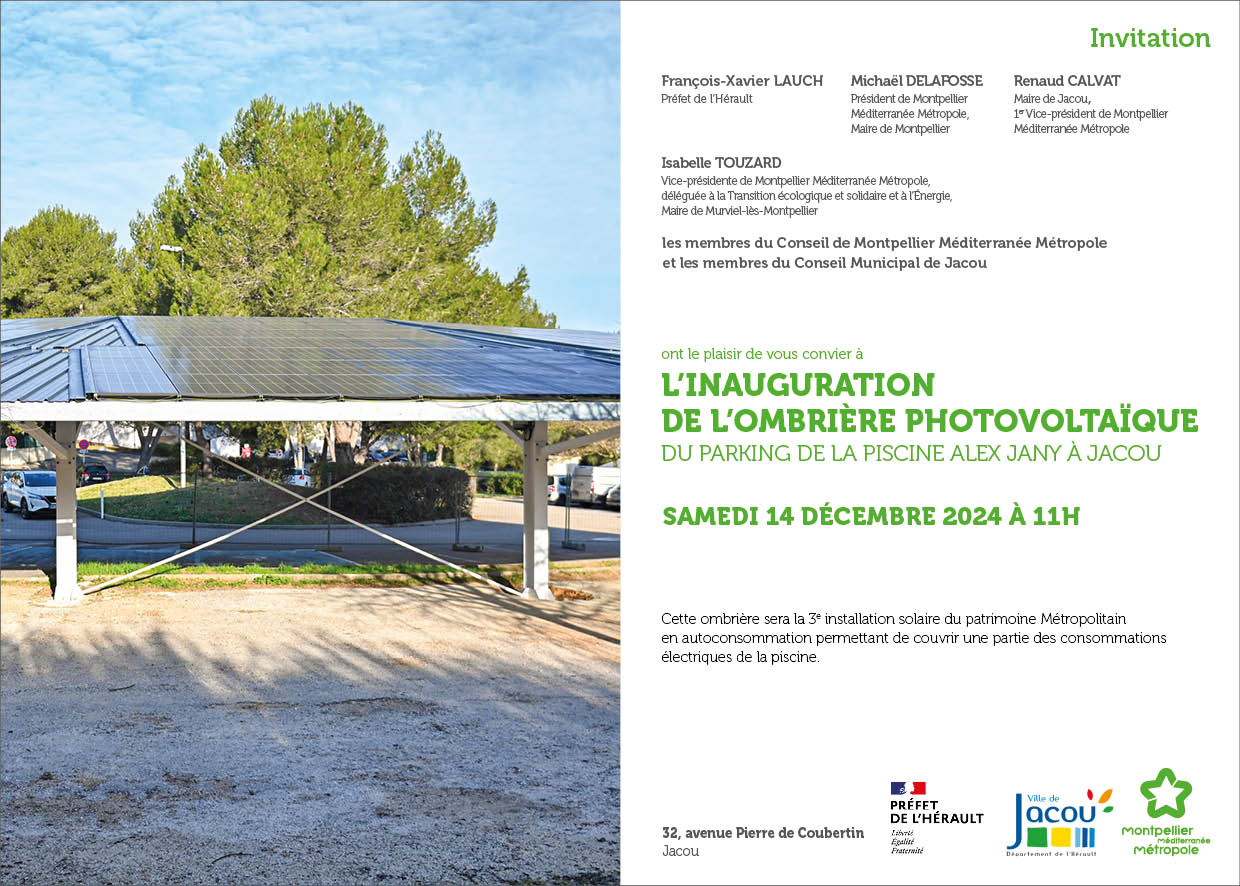Inauguration de l'ombrière photovoltaïque de la piscine Alex Jany
