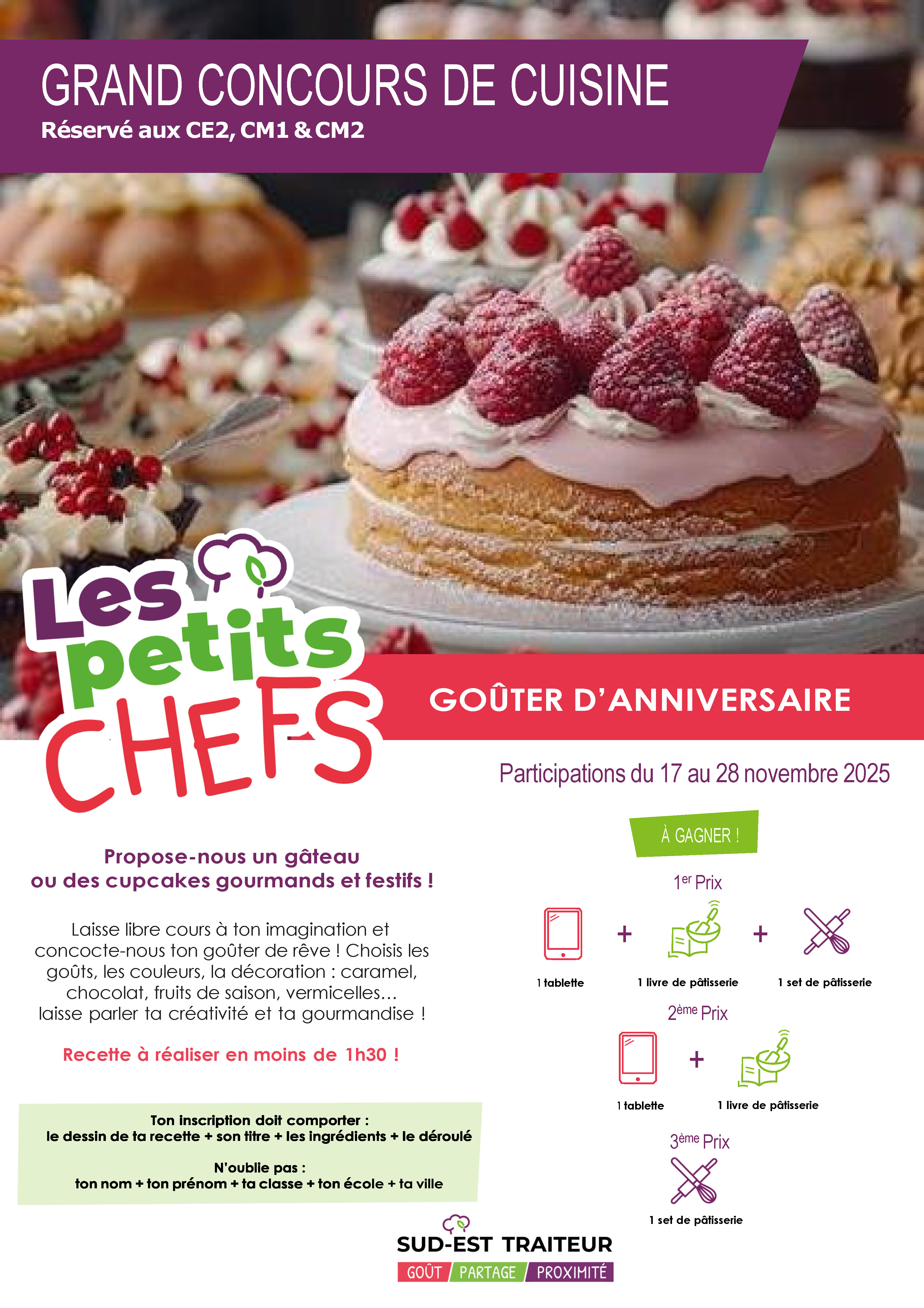 Un concours de cuisine pour les enfant du CE2 au CM2 !